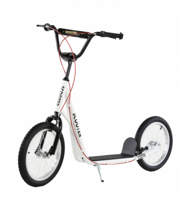 HOMCOM 90-96cm Kids Kick Scooter Adjustable Handlebar Inflatable Wheels White