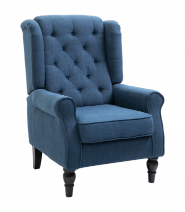 HOMCOM Accent Armchair Home Furniture Retro Tufted Club Wood Fabric Blue