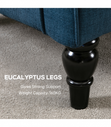 HOMCOM Accent Armchair Home Furniture Retro Tufted Club Wood Fabric Blue