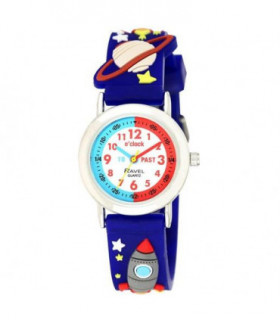 Kid's Cartoon Time Teacher Watch Multicolour Silicon Navy Blue 27mm R1513