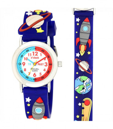 Kid's Cartoon Time Teacher Watch Multicolour Silicon Navy Blue 27mm R1513