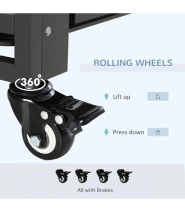 PawHut 43" Foldable Heavy Duty Dog Crate with Locks, Removable Tray, Wheels
