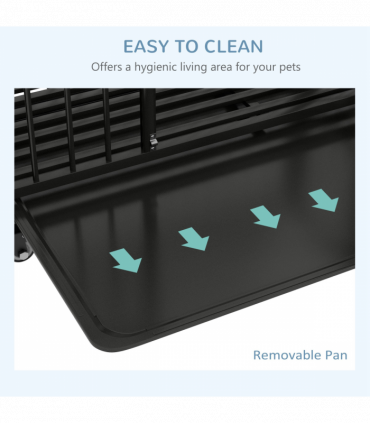 PawHut 43" Foldable Heavy Duty Dog Crate with Locks, Removable Tray, Wheels