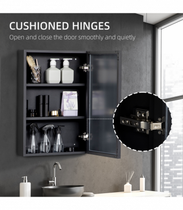 kleankin Wall Mounted Bathroom Cabinet with Mirror and Storage Shelves