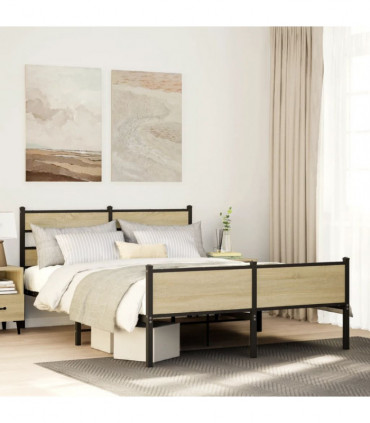 vidaXL Bed Frame without Mattress Sonoma Oak 140x200 cm Engineered Wood