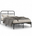 vidaXL Metal Bed Frame with Headboard Black 120x200 cm