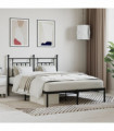 vidaXL Metal Bed Frame with Headboard Black 140x200 cm