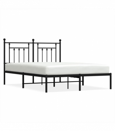 vidaXL Metal Bed Frame with Headboard Black 140x200 cm