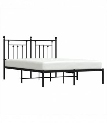 vidaXL Metal Bed Frame with Headboard Black 140x200 cm