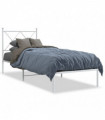 vidaXL Metal Bed Frame with Headboard White 75x190 cm Small Single