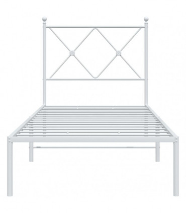 vidaXL Metal Bed Frame with Headboard White 75x190 cm Small Single