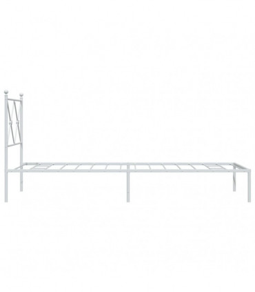 vidaXL Metal Bed Frame with Headboard White 75x190 cm Small Single