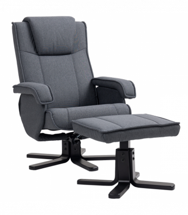 HOMCOM Rocker Swivel Recliner Chair with Footstool, Linen Upholstered