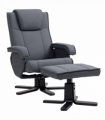 HOMCOM Rocker Swivel Recliner Chair with Footstool, Linen Upholstered