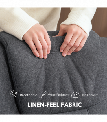 HOMCOM Rocker Swivel Recliner Chair with Footstool, Linen Upholstered