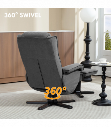 HOMCOM Rocker Swivel Recliner Chair with Footstool, Velvet Upholstered