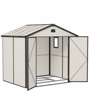 Outsunny 8 x 6ft Garden Shed Storage w/ Foundation Kit, Vents, Cream White