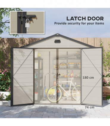 Outsunny 8 x 6ft Garden Shed Storage w/ Foundation Kit, Vents, Cream White