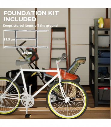 Outsunny 8 x 6ft Garden Shed Storage w/ Foundation Kit, Vents, Cream White