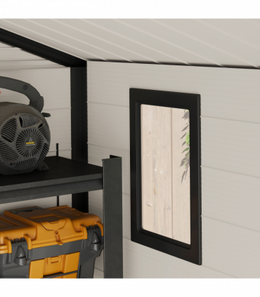 Outsunny 8 x 6ft Garden Shed Storage w/ Foundation Kit, Vents, Cream White