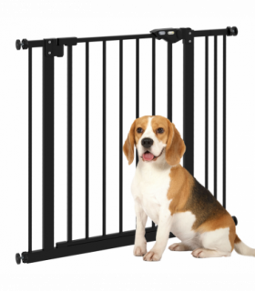 PawHut Adjustable Safety Gate w/ 1 Extensions and Four Adjustable Screws, Black