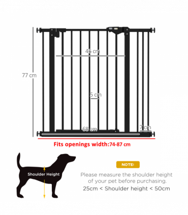 PawHut Adjustable Safety Gate w/ 1 Extensions and Four Adjustable Screws, Black