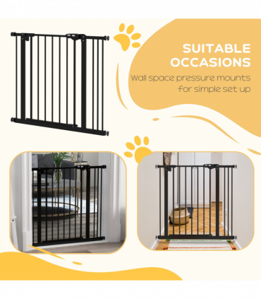 PawHut Adjustable Safety Gate w/ 1 Extensions and Four Adjustable Screws, Black