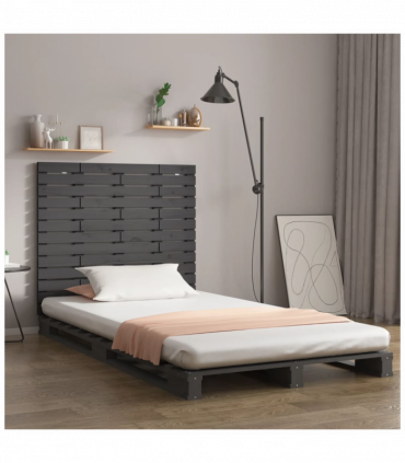 Wall Headboard Grey 146x3x91.5 cm Solid Wood Pine