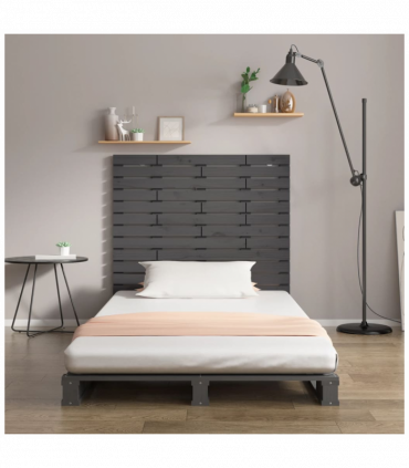 Wall Headboard Grey 146x3x91.5 cm Solid Wood Pine