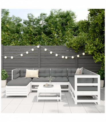 vidaXL 8 Piece Garden Sofa Set White Solid Wood Pine