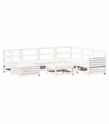 vidaXL 8 Piece Garden Sofa Set White Solid Wood Pine