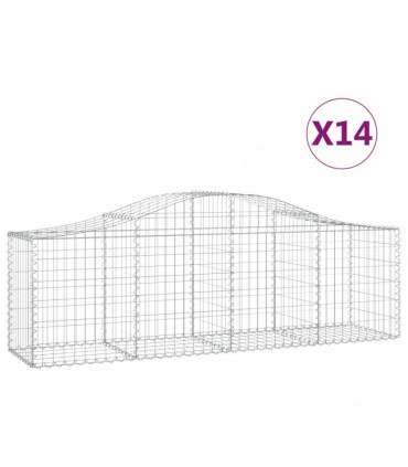 vidaXL Arched Gabion Baskets 14 pcs 200x50x60/80 cm Galvanised Iron