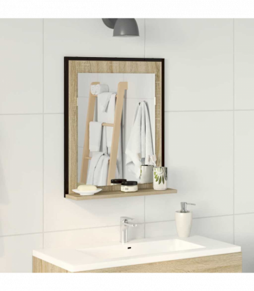 vidaXL Bathroom Mirror Black 50 x 12 x 60 cm Engineered wood