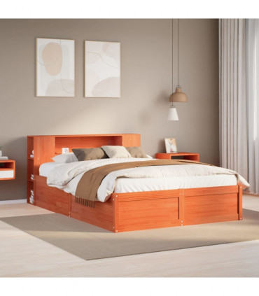 vidaXL Bed Frame without Mattress Wax Brown 160x200 cm Solid Wood Pine
