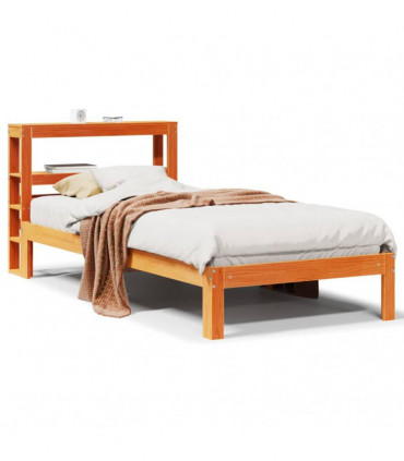vidaXL Bed Frame without Mattress Wax Brown 75x190 cm Small Single Solid Wood Pine