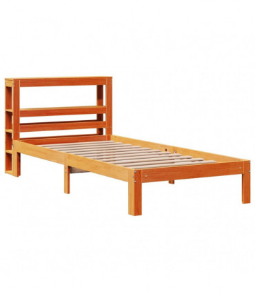 vidaXL Bed Frame without Mattress Wax Brown 75x190 cm Small Single Solid Wood Pine