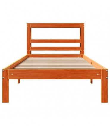 vidaXL Bed Frame without Mattress Wax Brown 75x190 cm Small Single Solid Wood Pine