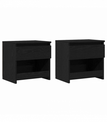 vidaXL Bedside Cabinet 2 pcs Black Oak 40 x 30 x 39 cm Engineered wood