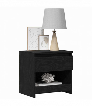 vidaXL Bedside Cabinet 2 pcs Black Oak 40 x 30 x 39 cm Engineered wood