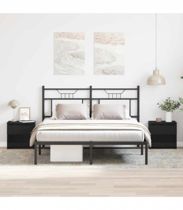 vidaXL Bedside Cabinet 2 pcs Black Oak 40 x 30 x 39 cm Engineered wood