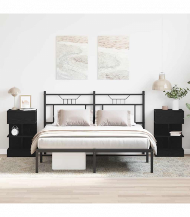 vidaXL Bedside Cabinet 2 pcs Black oak 40 x 35 x 65 cm Engineered wood
