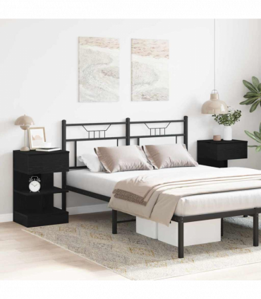 vidaXL Bedside Cabinet 2 pcs Black oak 40 x 35 x 65 cm Engineered wood