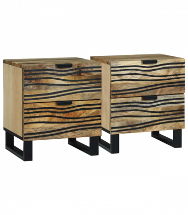 vidaXL Bedside Cabinet 2 pcs Brown 40 x 33 x 46 cm Solid mango wood