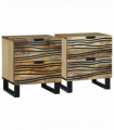vidaXL Bedside Cabinet 2 pcs Brown 40 x 33 x 46 cm Solid mango wood