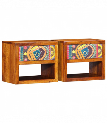 vidaXL Bedside Cabinet 2 pcs Brown 40 x 35 x 35 cm Solid acacia wood