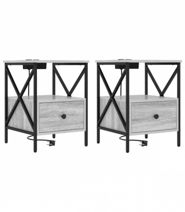 vidaXL Bedside Cabinet 2 pcs Grey sonoma 41.5 x 40.5 x 55 cm
