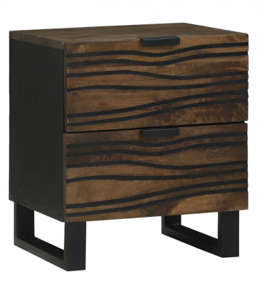 vidaXL Bedside Cabinet 2 pcs Walnut 40 x 33 x 46 cm Solid mango wood