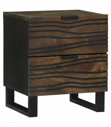 vidaXL Bedside Cabinet 2 pcs Walnut 40 x 33 x 46 cm Solid mango wood