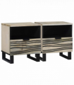 vidaXL Bedside Cabinet 2 pcs White and black 40 x 33 x 46 cm