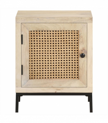 vidaXL Bedside Cabinet 40x30x50 cm Solid Mango Wood and Natural Cane